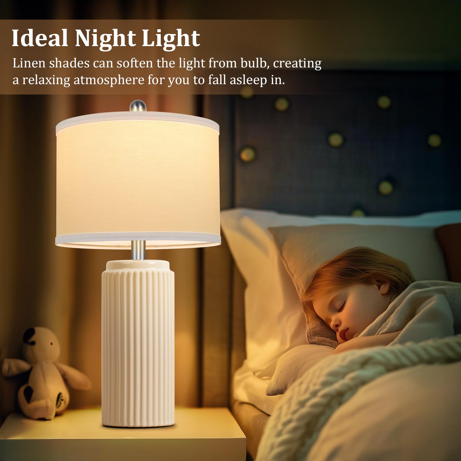 TOBUSA ceramic lamp featuring vertical stripe texture and farmhouse style