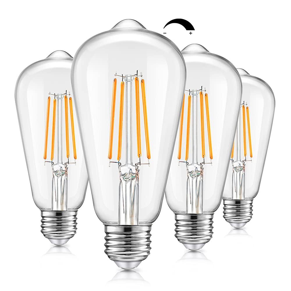 TOBUSA vintage LED dimmable Edison bulb with clear glass for warm living room ambiance.