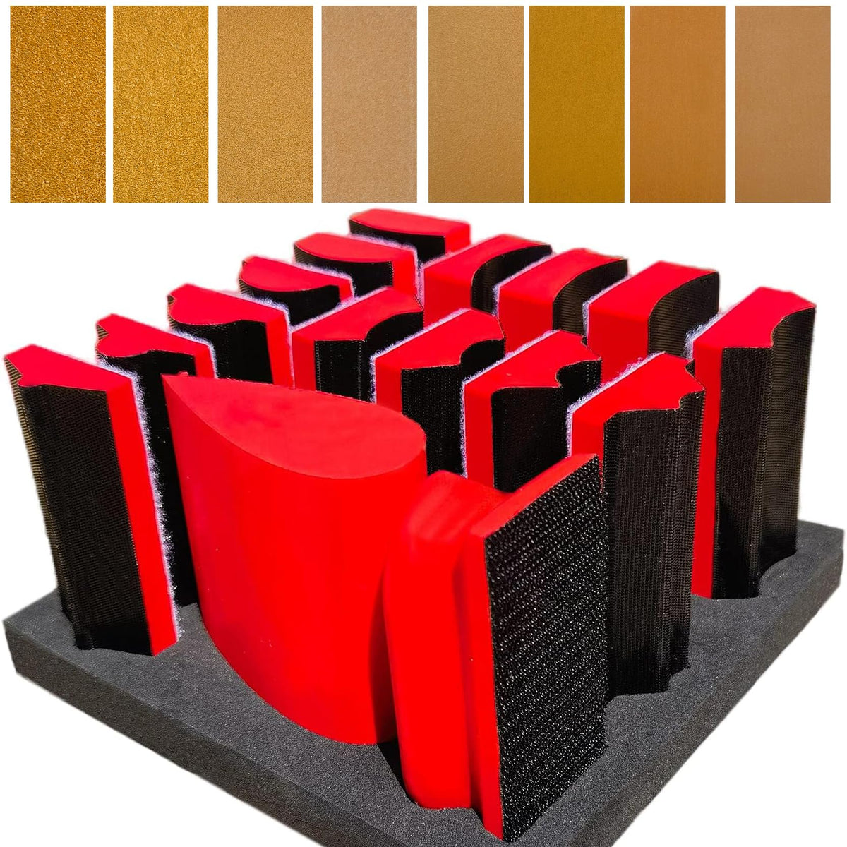 Tockrop 16-piece contoured sanding block set for precise molding and furniture finishing.