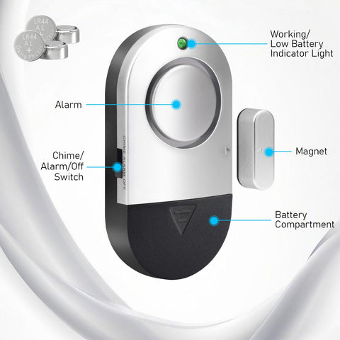 Toeeson alarm adhesive mount shows wire-free installation