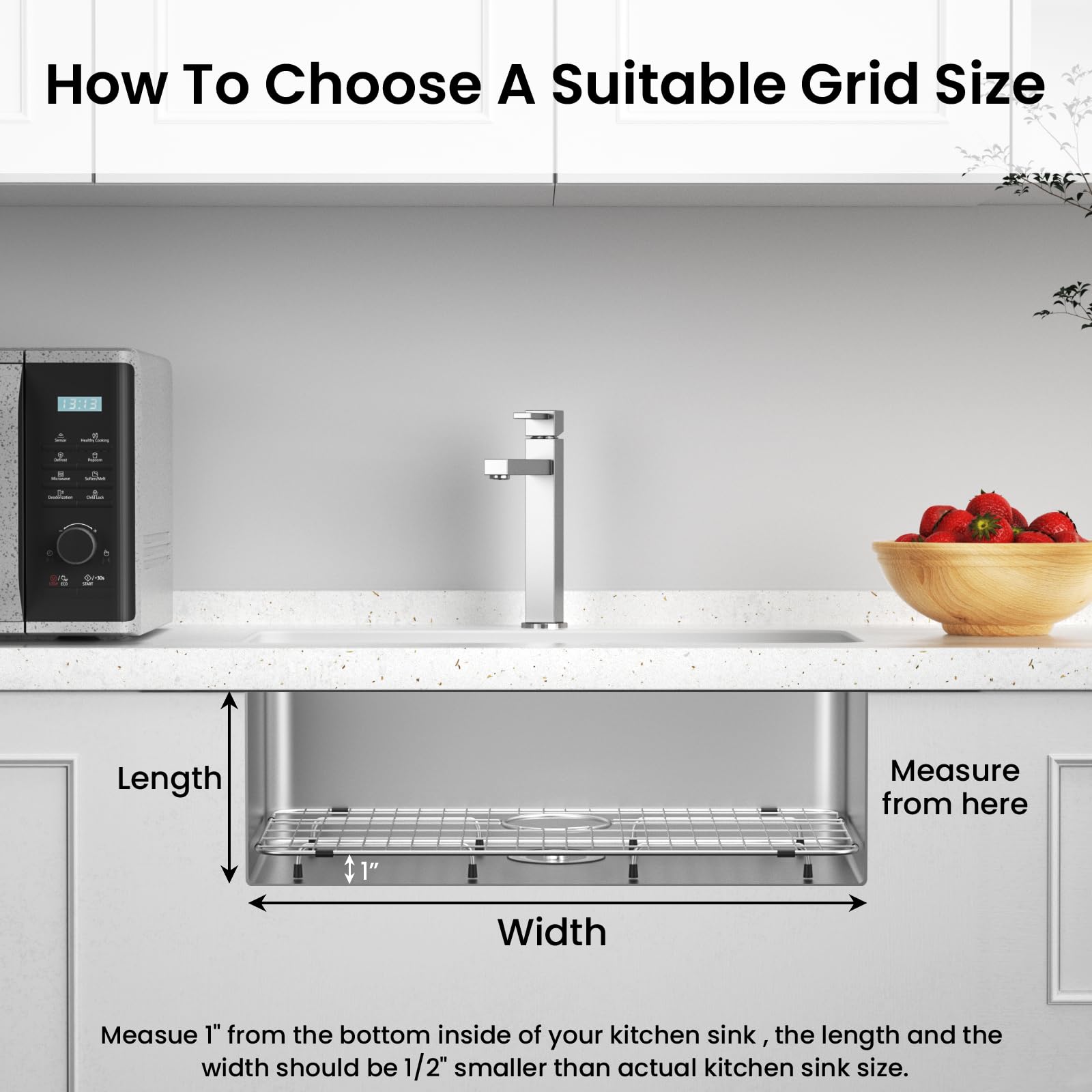 TOENMAN chrome-plated grid adds durability and a polished kitchen look.