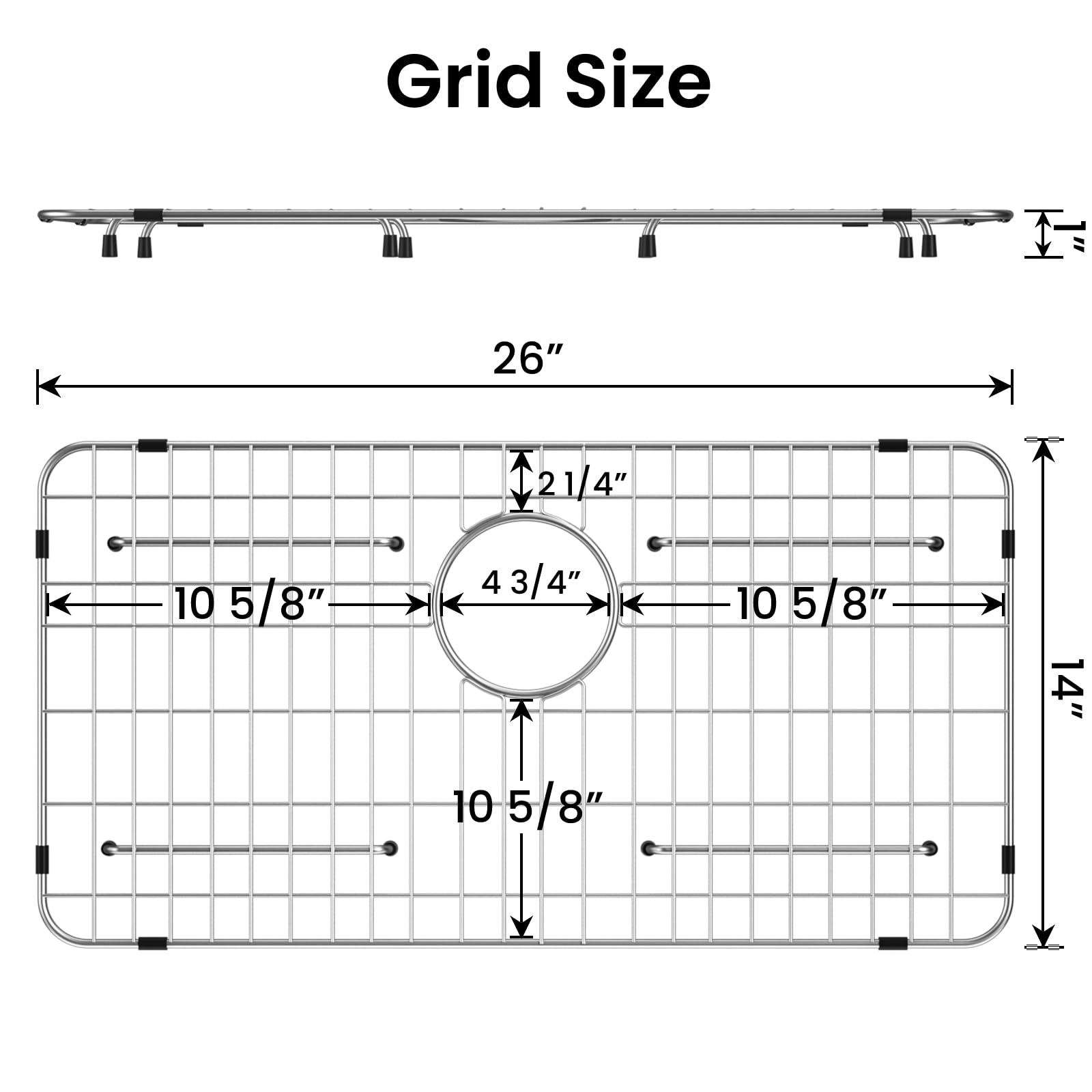 TOENMAN sink grid dimensions 26 by 14 inches fit for single bowl sinks.