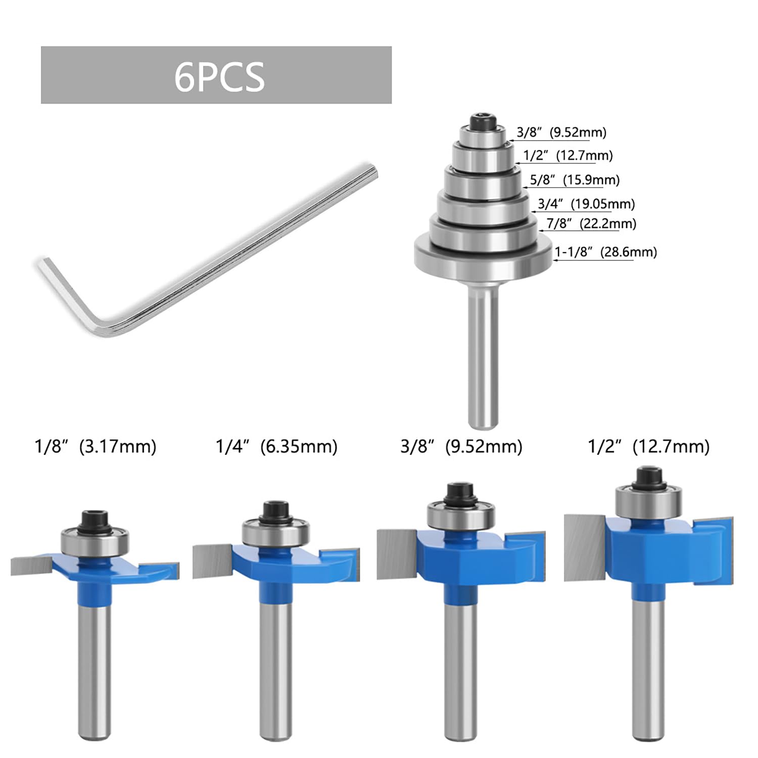 TOEVER Rabbet Router Bit Set cutting edges close-up for clean depth control
