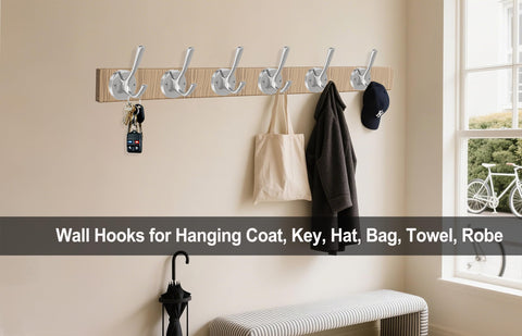 TOFIIGREM hooks keep everyday items organized in busy rooms.