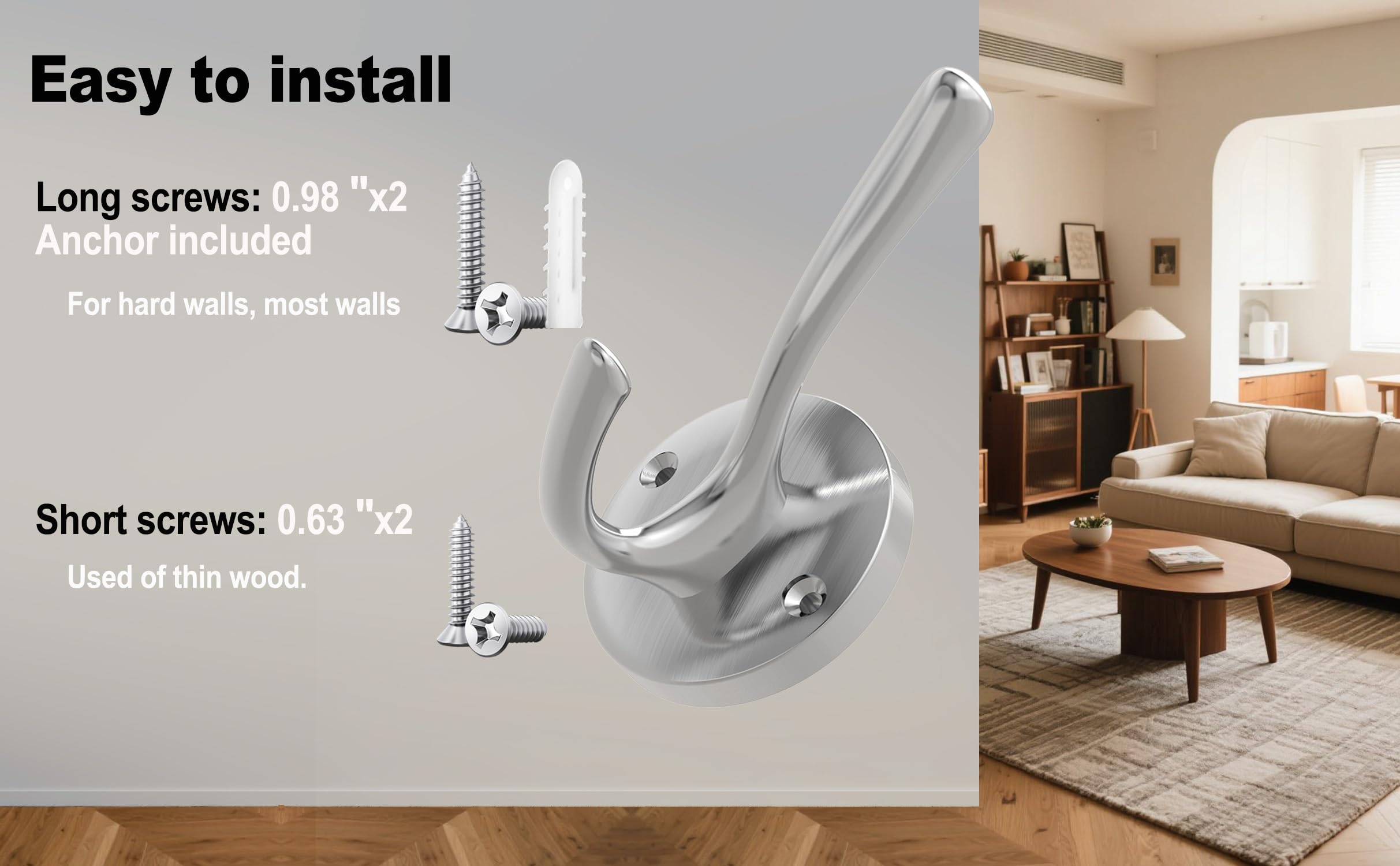 Mounted in a bathroom setting with towels and robes using TOFIIGREM hooks