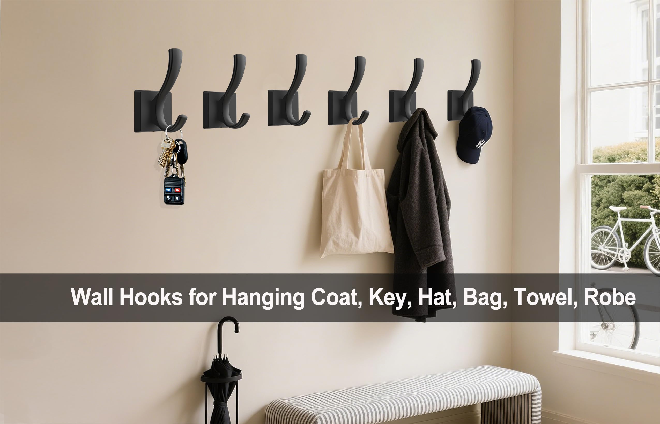 TOFIIGREM double-hook arm design maximizes space in hallways and bathrooms