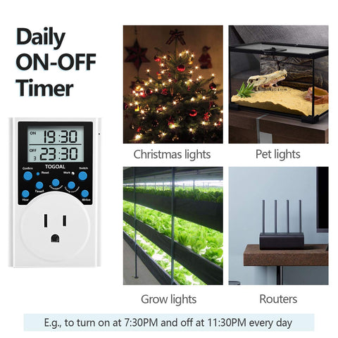 TOGOAL digital timer plug side buttons enable quick setup and flexible scheduling.
