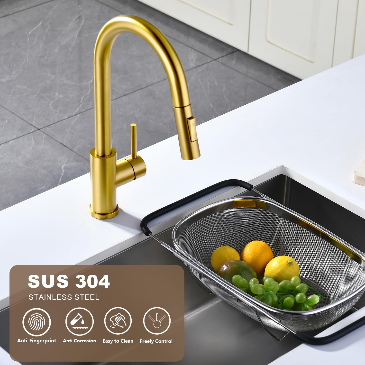 Tohlar easy-install hose supports DIY kitchen upgrade.