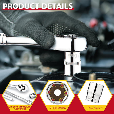 TOHOME 6-inch extension bar adds reach for larger fasteners.