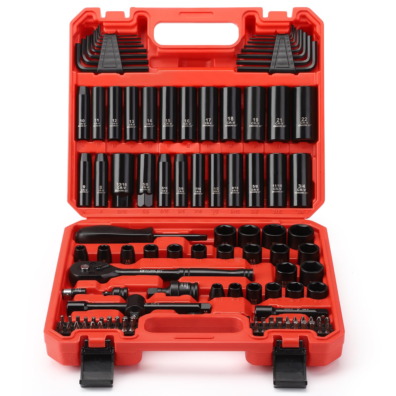 TOHOME Mechanics Tool Set 111Pcs case showing organized sockets for quick on-site repairs.