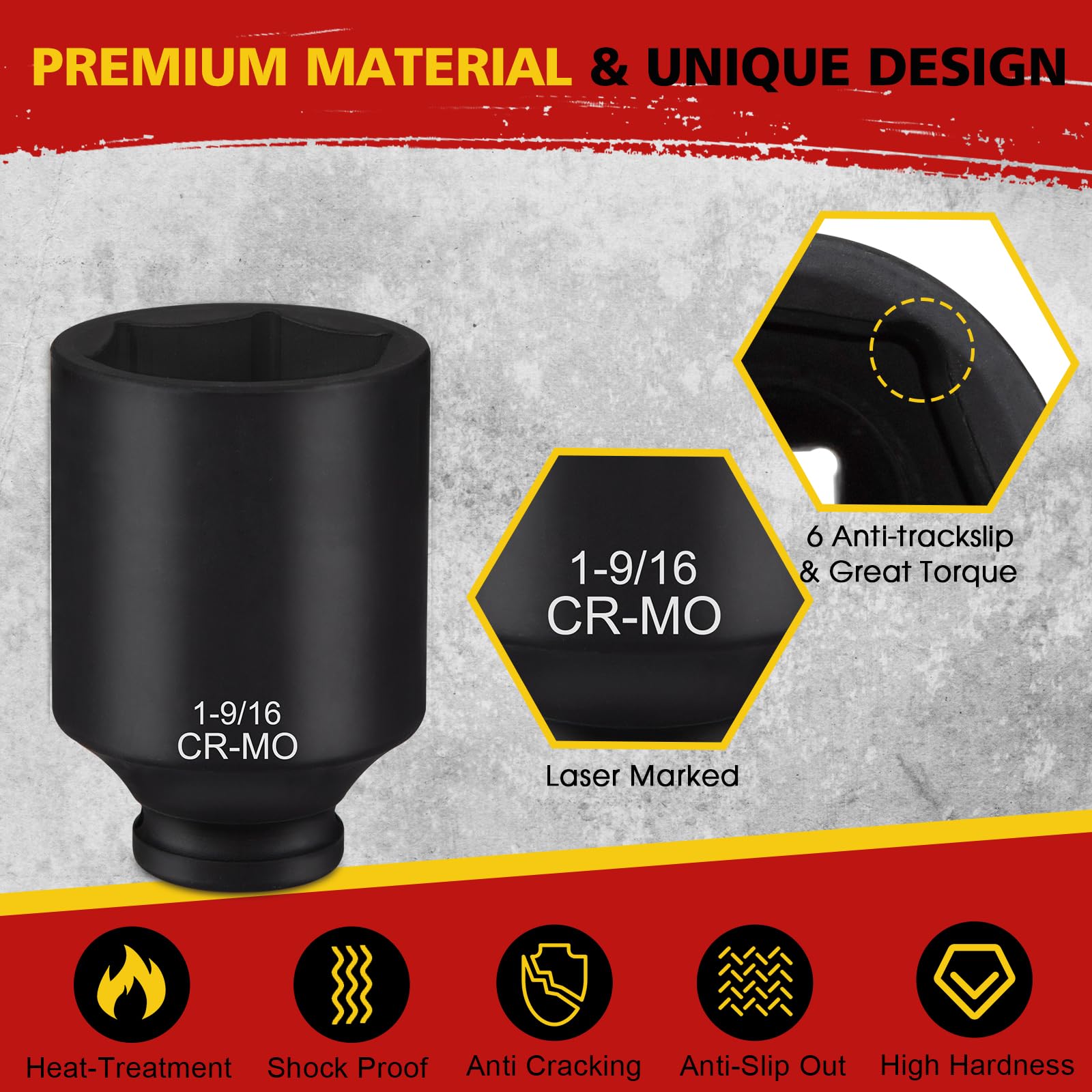 TOHOME SAE axle nut socket 1-7-16 inch designed for precise seating under high torque