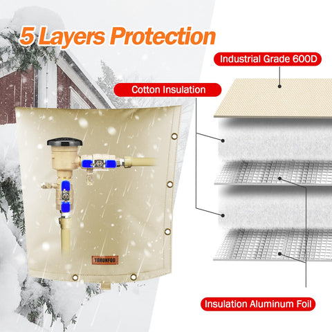 TOHONFOO insulated backflow pipe cover shown outdoors in beige
