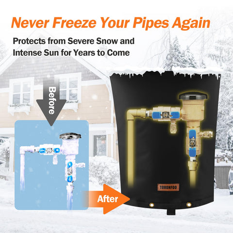 TOHONFOO well head cover protects vacuum breaker during winter weather.