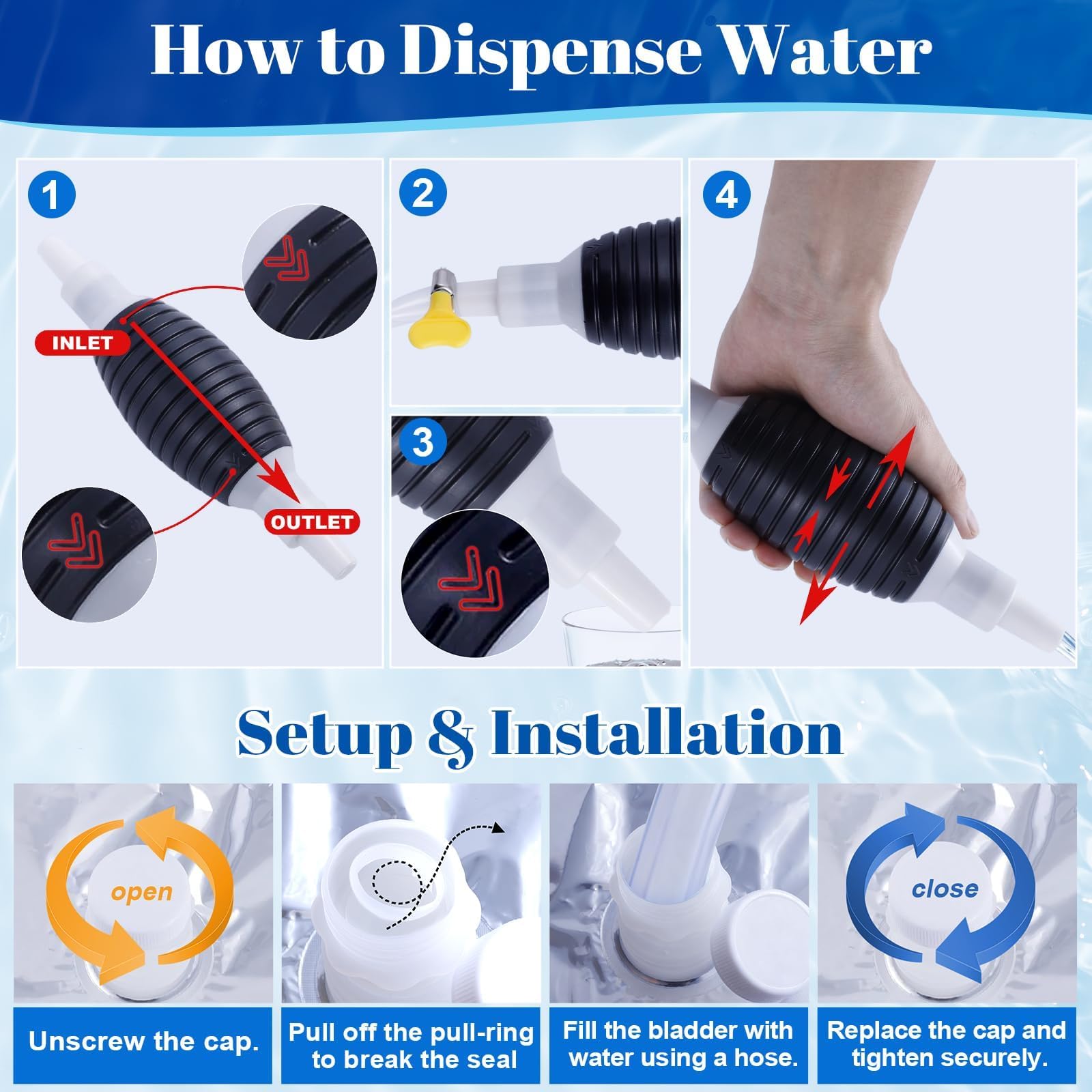 TOHONGADON emergency water storage kit ideal for hurricanes and cold-weather water shortages.
