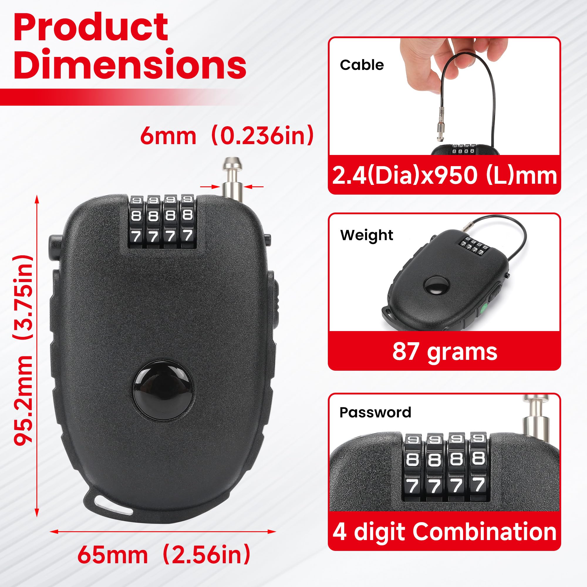 TOKCKYBL retractable cable extended for versatile securement.