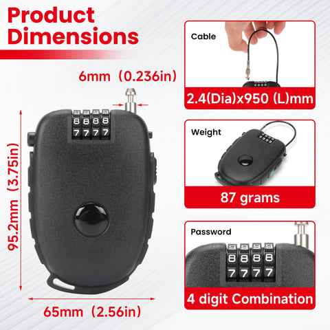 TOKCKYBL retractable cable extended for versatile securement.