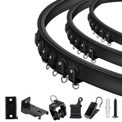 TOKPLNU 12ft black curtain track ready for bendable bay window installations.