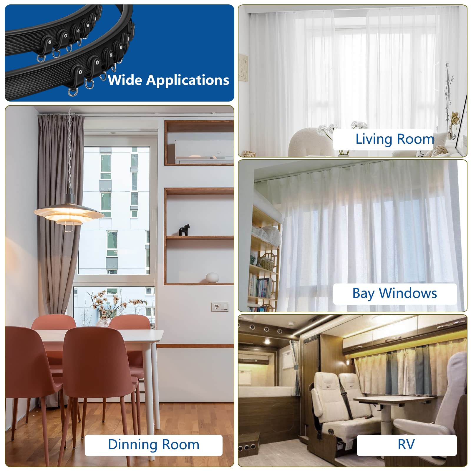 TOKPLNU track shown in bay window setup for adjustable privacy.