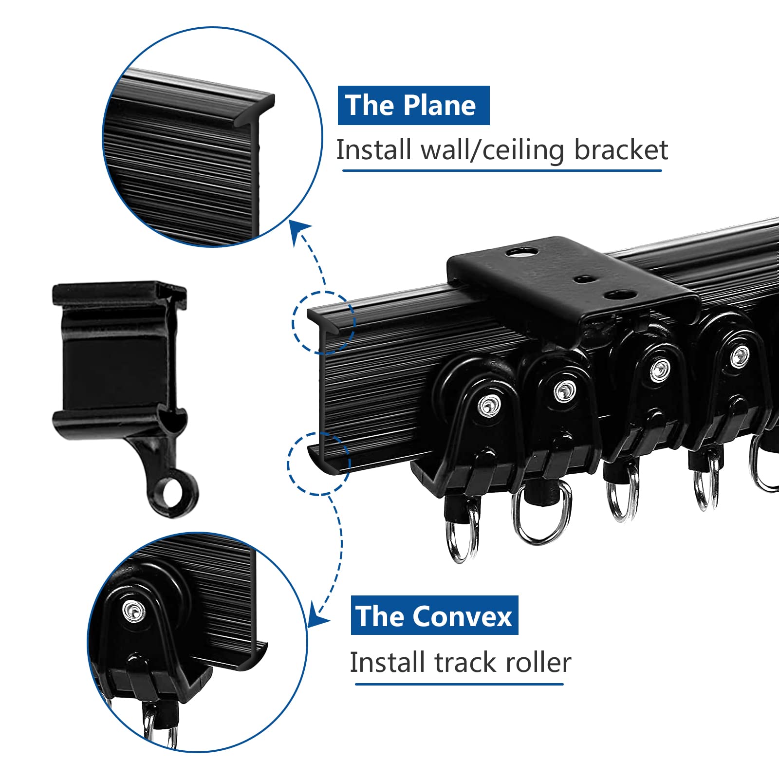TOKPLNU ceiling brackets ensure stable ceiling mounting for the track.