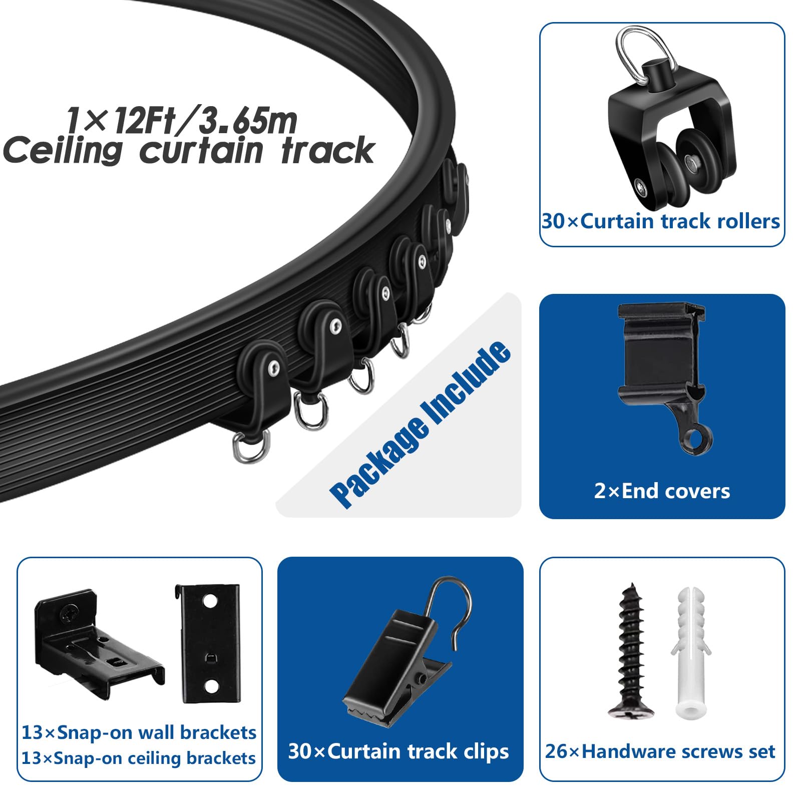 TOKPLNU curtain track gliders providing smooth, quiet movement.