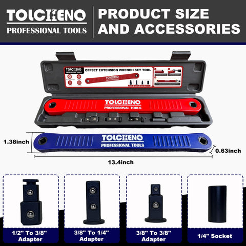 Tolcheno 1/4-inch socket adapter for versatile reach.