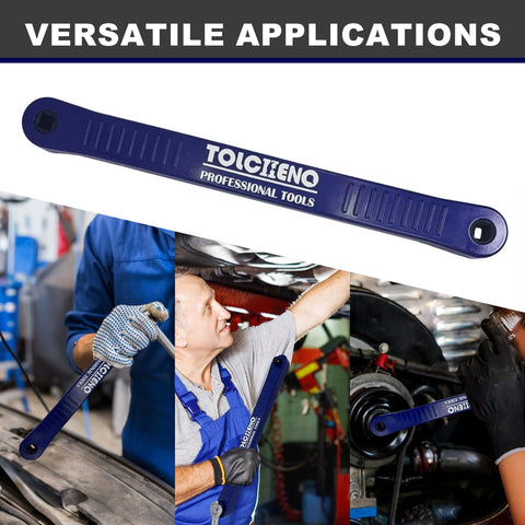 Tolcheno blue offset extension wrench ready for under-dash access.