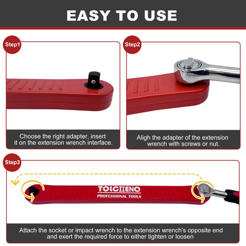 TOLCHENO wrench in a tight-space automotive repair scenario
