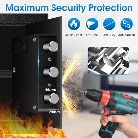 TOLEBLID small safe shows pry-proof design and robust inner hardware.