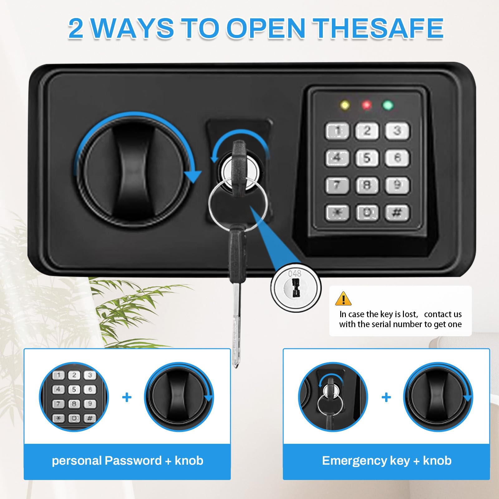 TOLEBLID removable shelf and LED light help organize valuables.