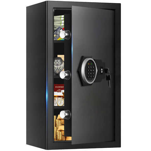 TOLEBLID 5.3 Cu Ft safe front view highlighting ample space for documents and valuables.