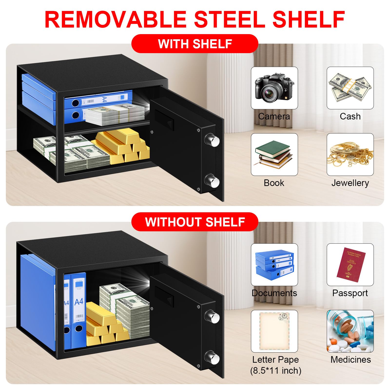 TOLEBLID safe alarm system deters tampering and keeps valuables private