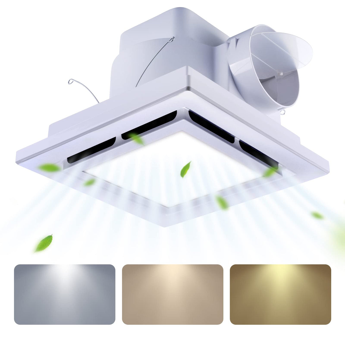 Tolery bathroom fan with light front view illustrating compact, quiet ventilation.