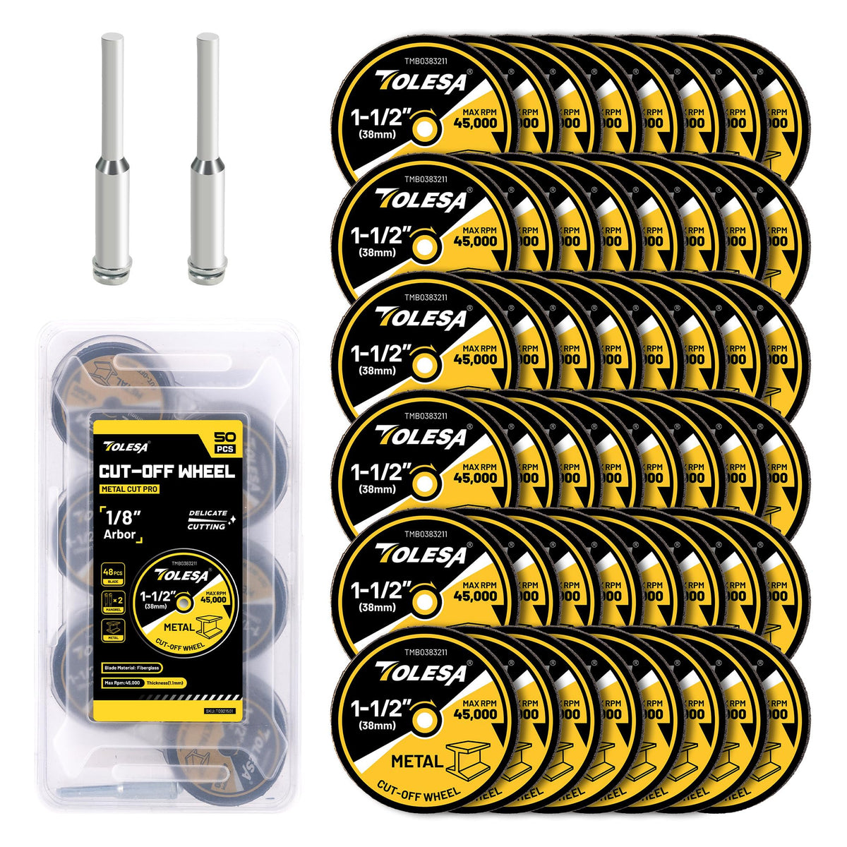 TOLESA 1-1/2 cut-off wheel with 1/8 in arbor for efficient metal cutting