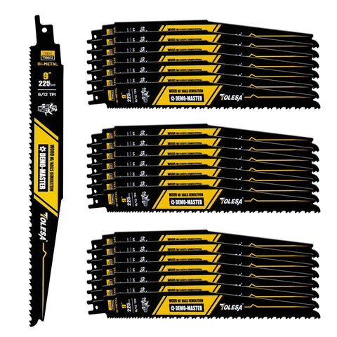 TOLESA 9-inch bi-metal demolition blades for quick cuts through nail-embedded wood