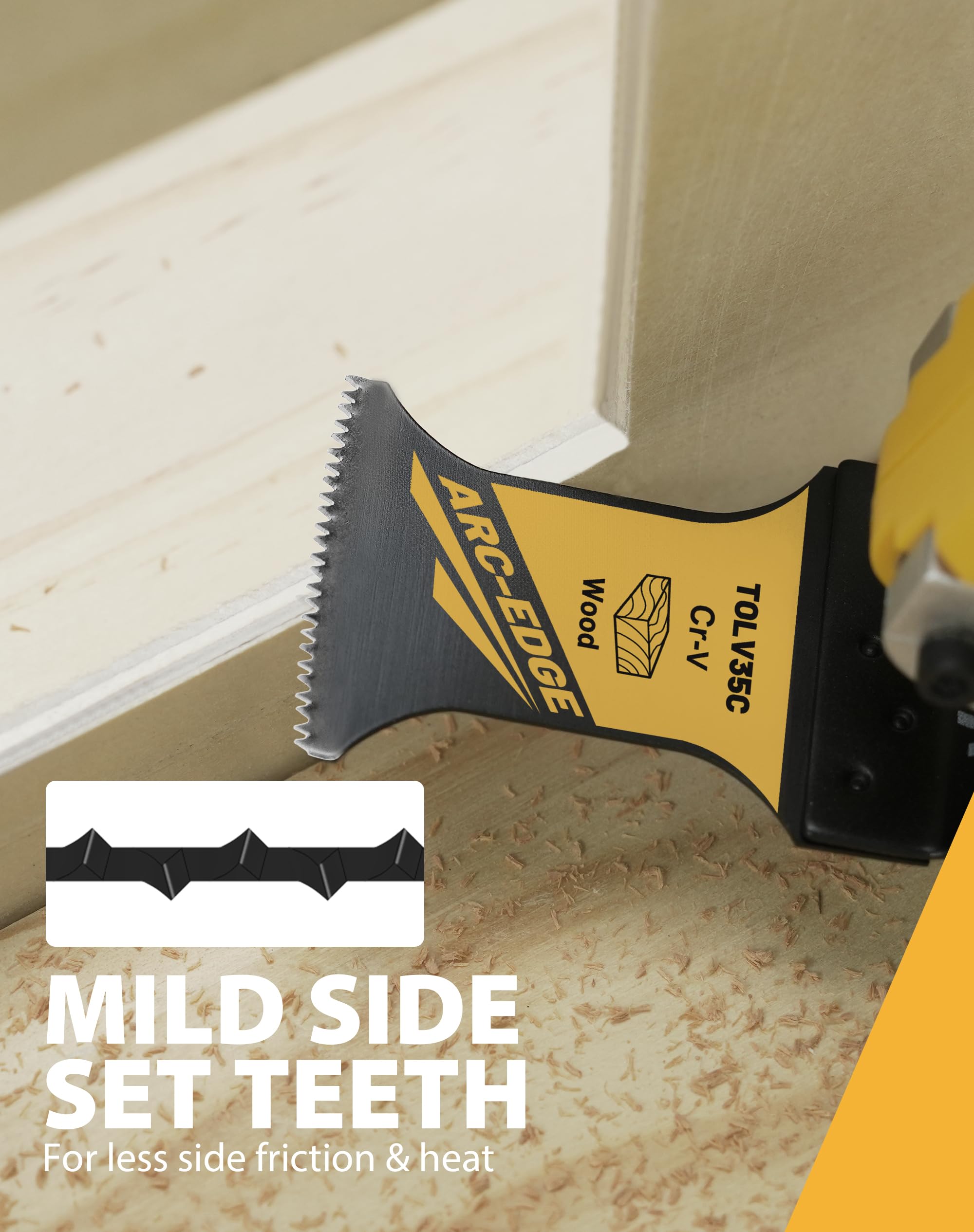 TOLESA CR-V teeth provide durable cuts through soft wood.