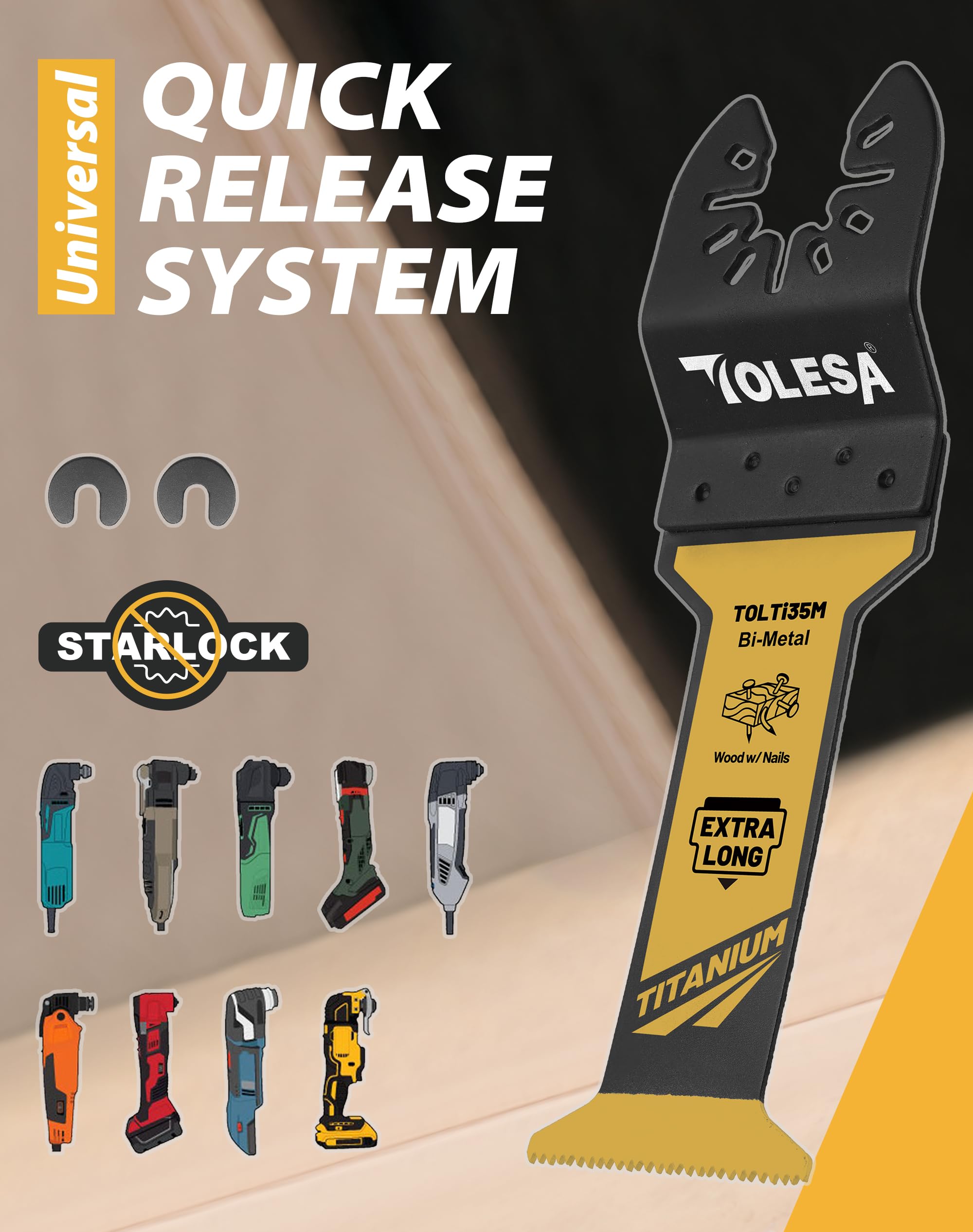 TOLESA set cutting metal, wood, and plastic for home projects.