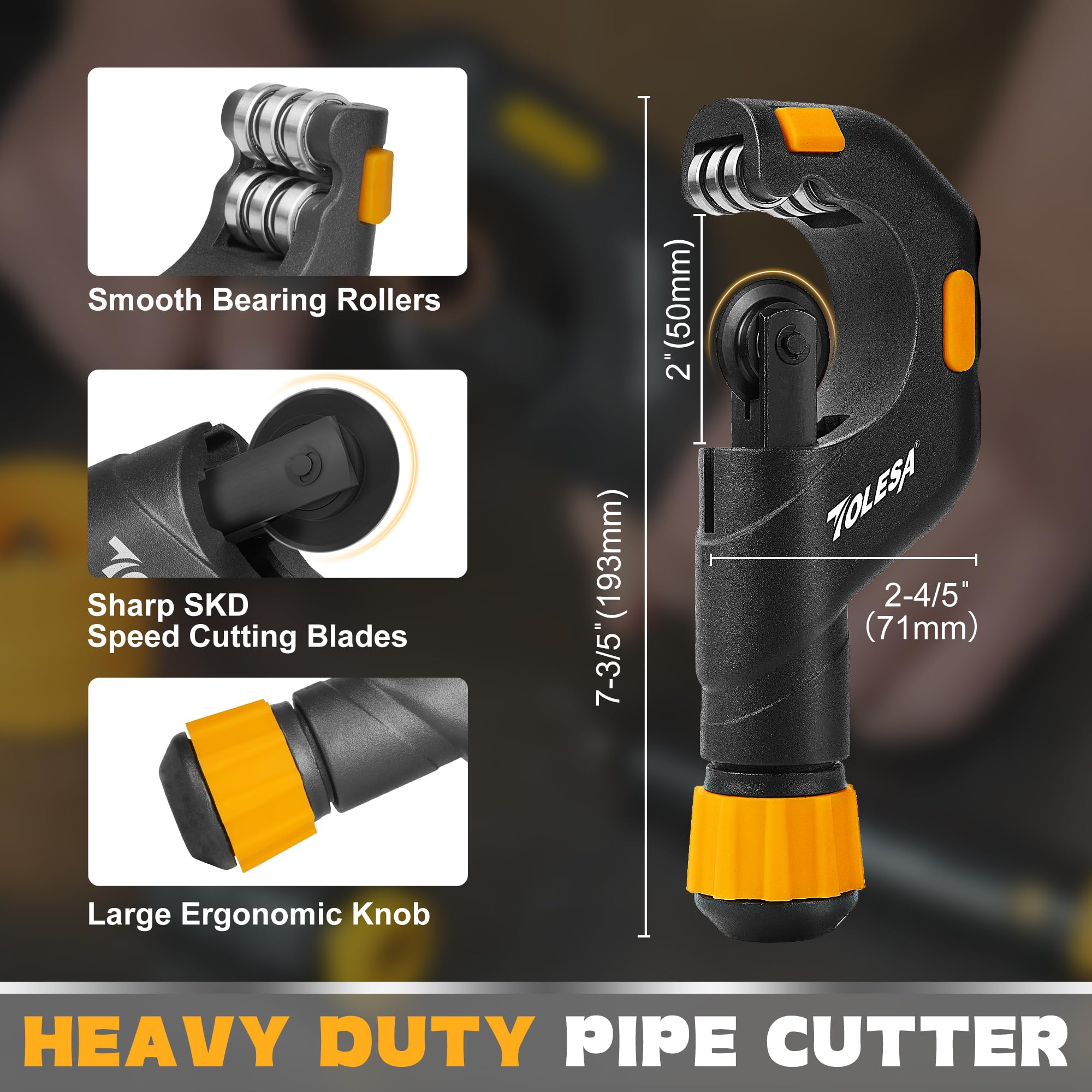TOLESA pipe cutter tool sharp cutter wheels enable clean, precise cutting.
