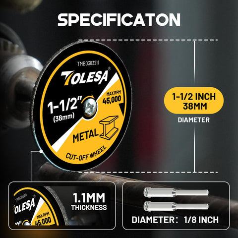 TOLESA two mandrels included for universal rotary tool fit