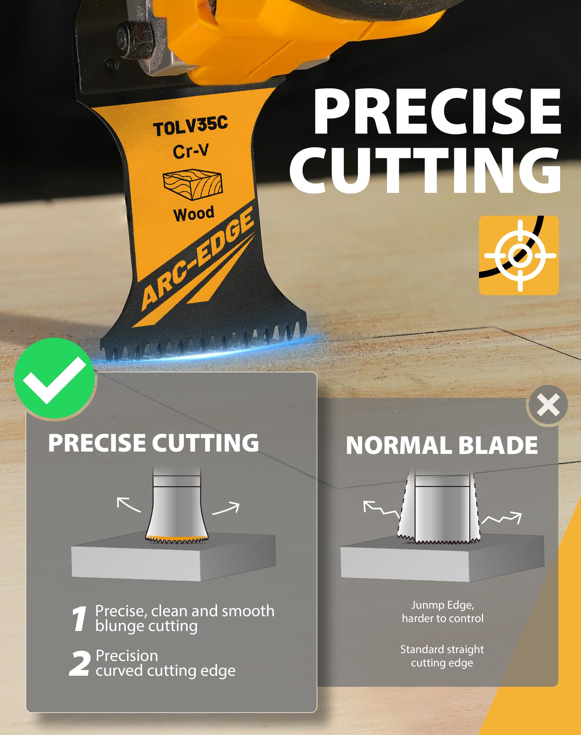 TOLESA universal interface guarantees compatibility with many oscillating tools.