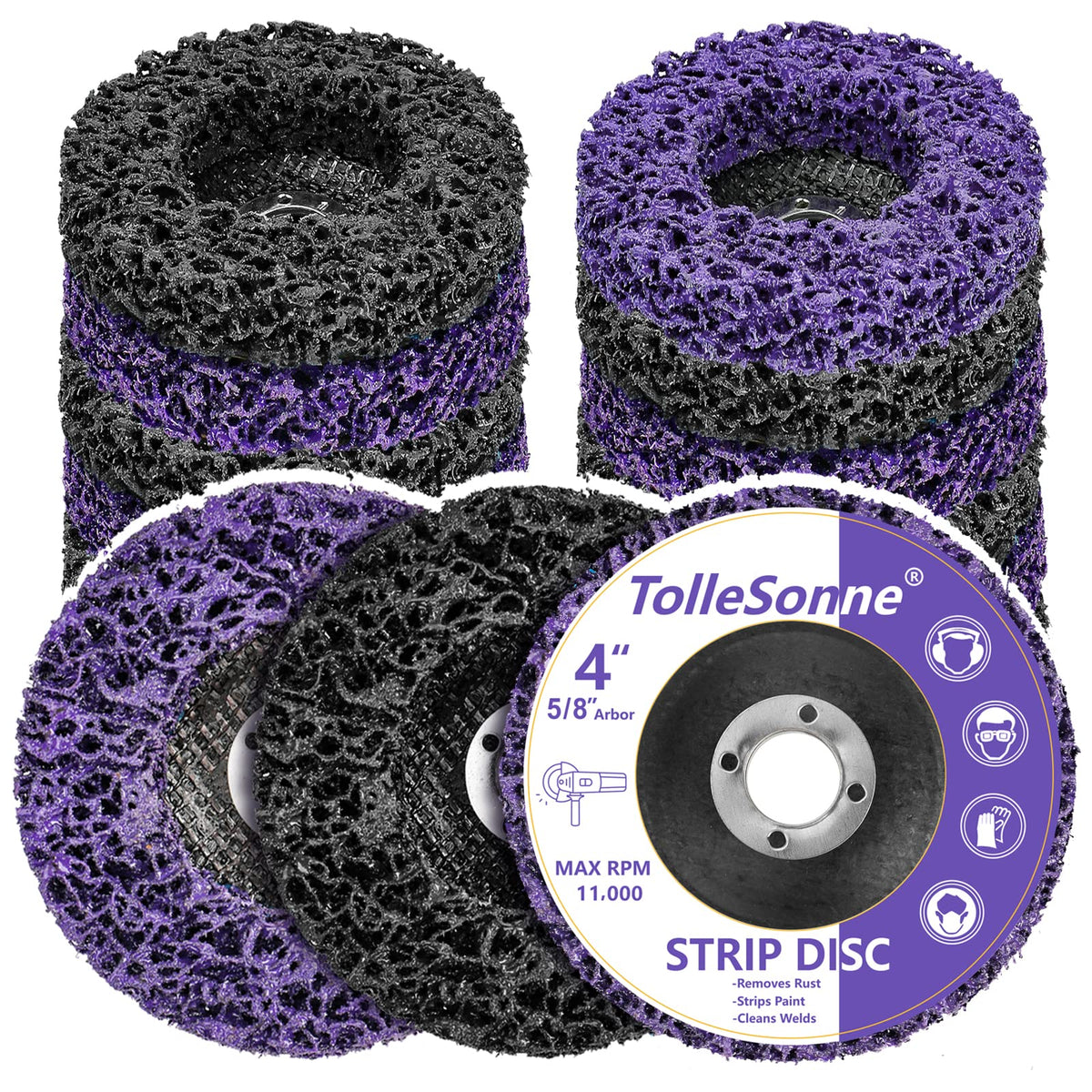 TolleSonne strip disc 4in removes paint from metal and wood.