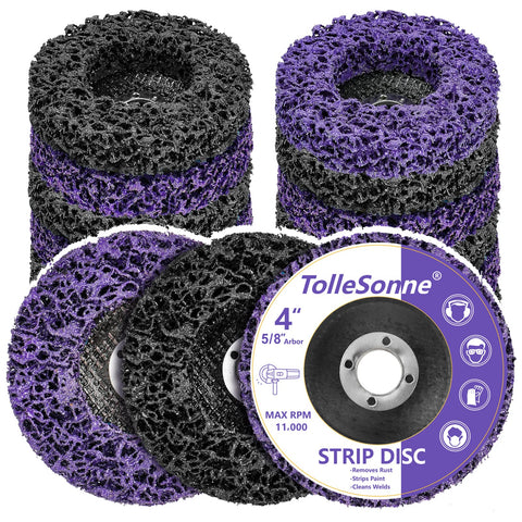 TolleSonne strip disc 4in removes paint from metal and wood.