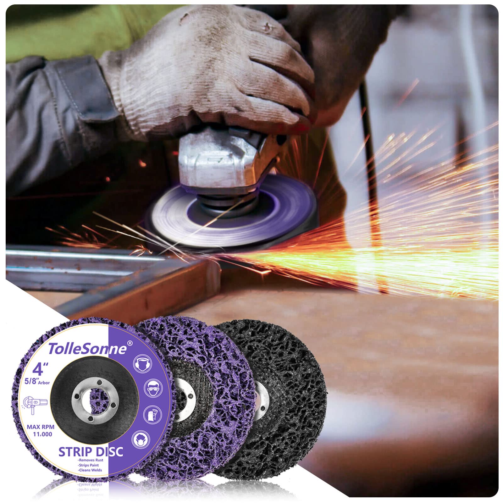 TolleSonne strip disc 4in purple variant offers longer life and faster cutting.