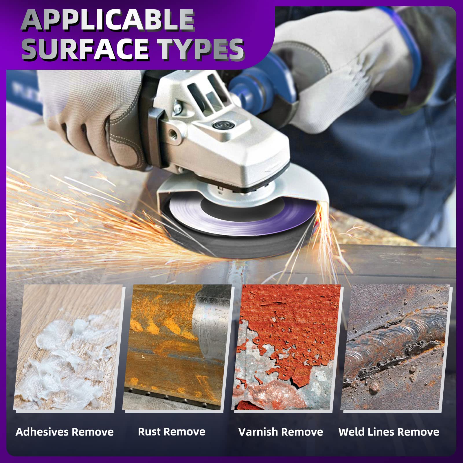 TolleSonne strip disc 4in tackles weld spatter for cleaner joints.