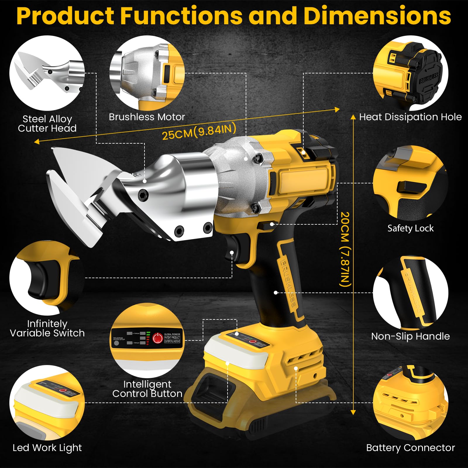 Tollkye features LED light for clear visibility during metal cutting tasks.