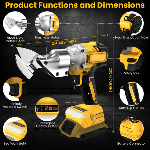 Tollkye features LED light for clear visibility during metal cutting tasks.