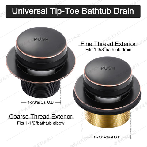 TLOZX oil rubbed bronze tip-toe drain stopper for easy press-and-seal operation.