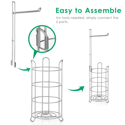 TomCare bathroom storage tower holds up to three spare rolls within reach.