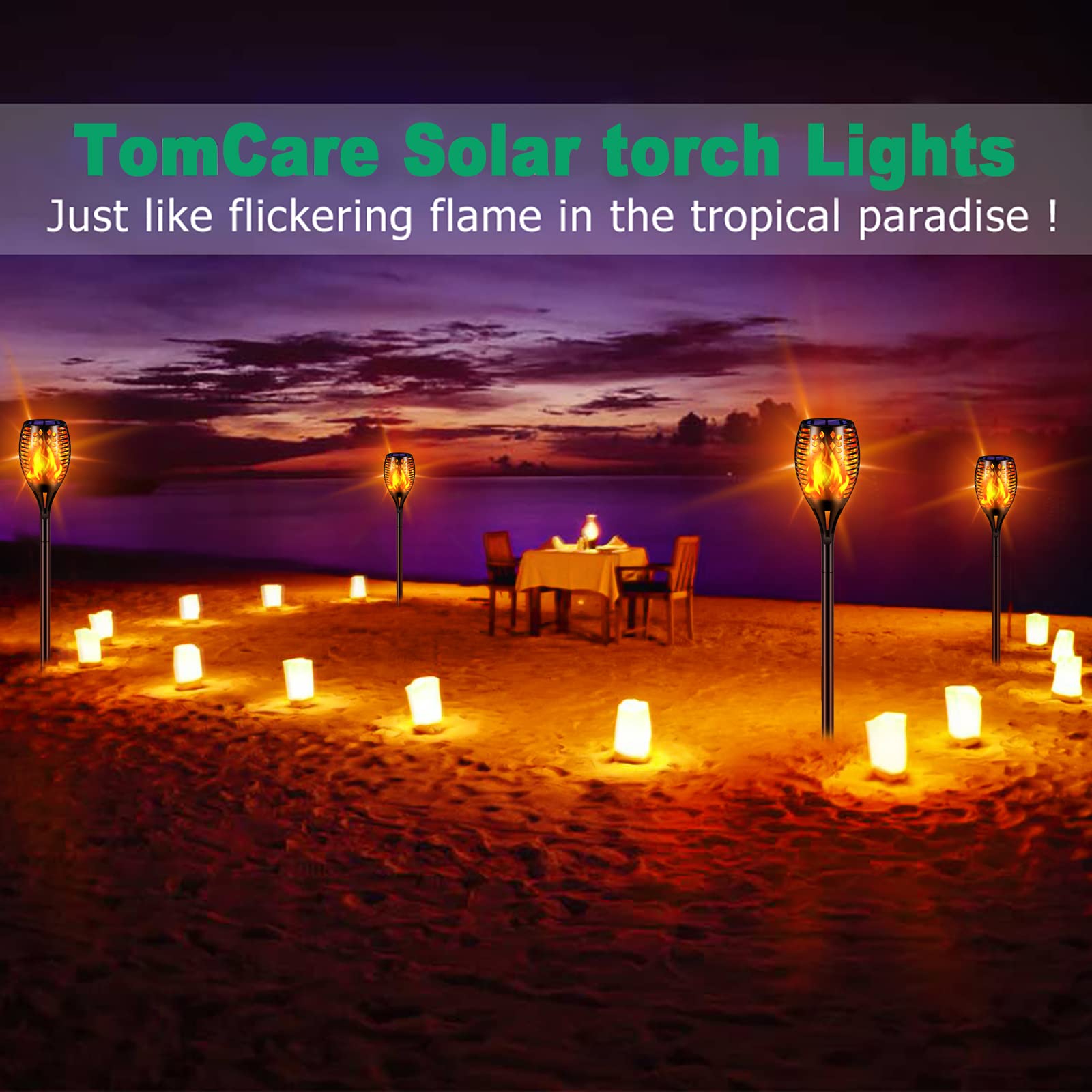 TomCare black outdoor torches add a sleek landscape accent.