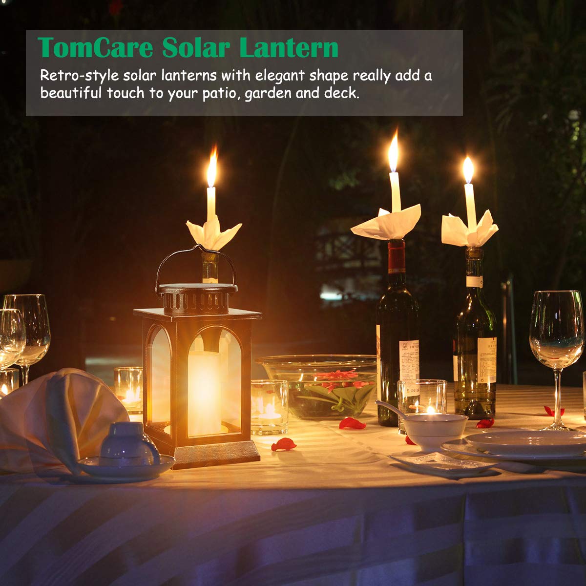 TomCare bronze lantern 2-pack provides versatile outdoor lighting options.