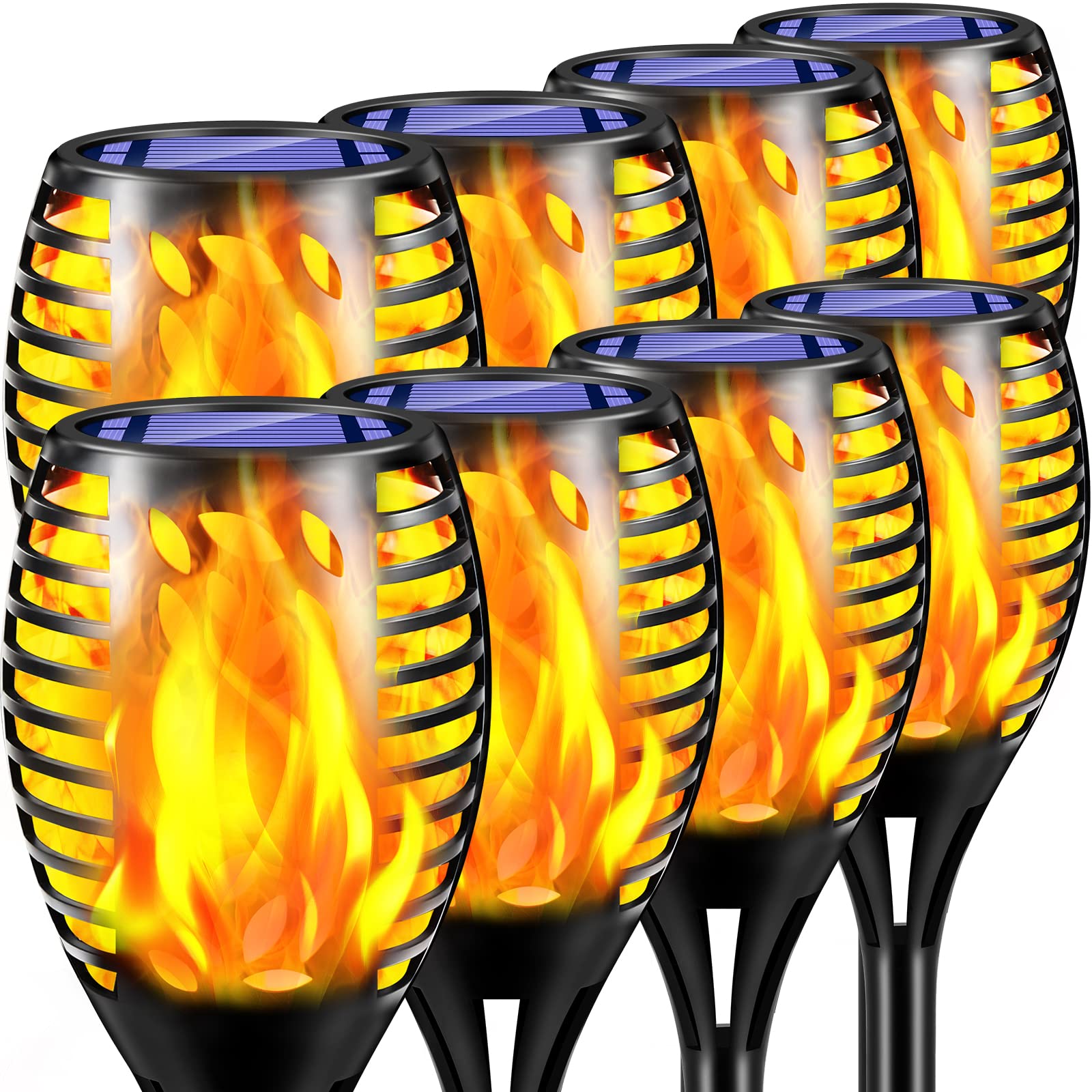 TomCare flame-torch lights with dancing flames for dramatic garden ambiance.